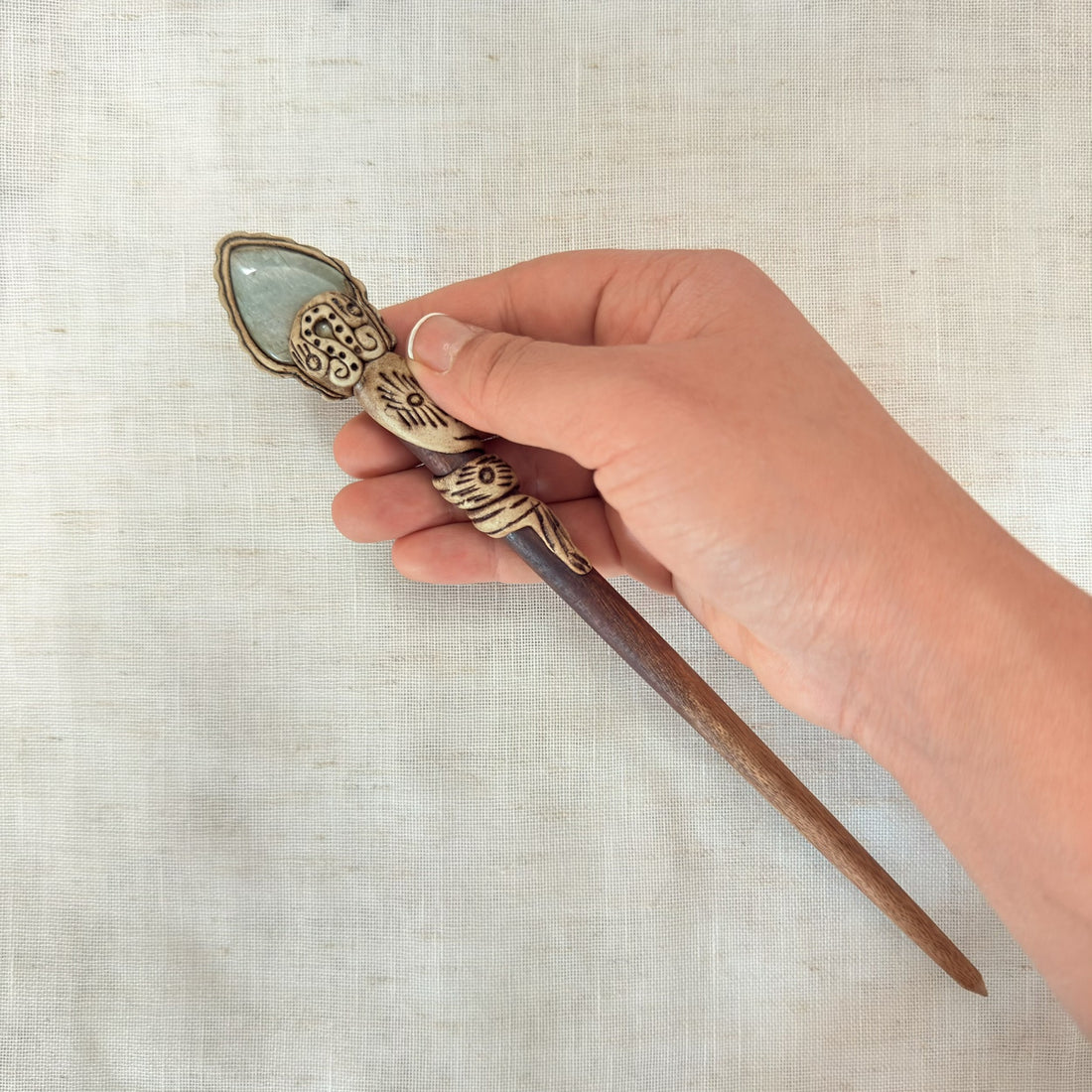 Aventurine wooden hair stick