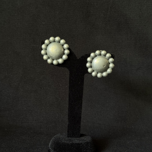 Oxidized brass dotted rosette stud earrings