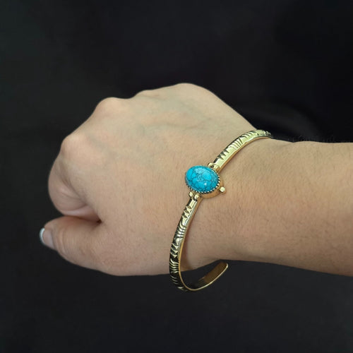 Turquoise-color stone cuff bracelet