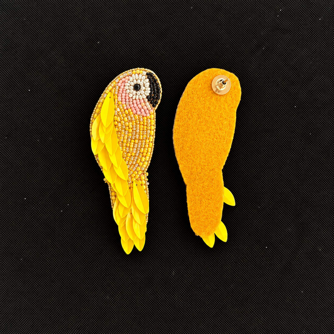 Sunshine Parrots — Handmade Beaded Statement Earrings