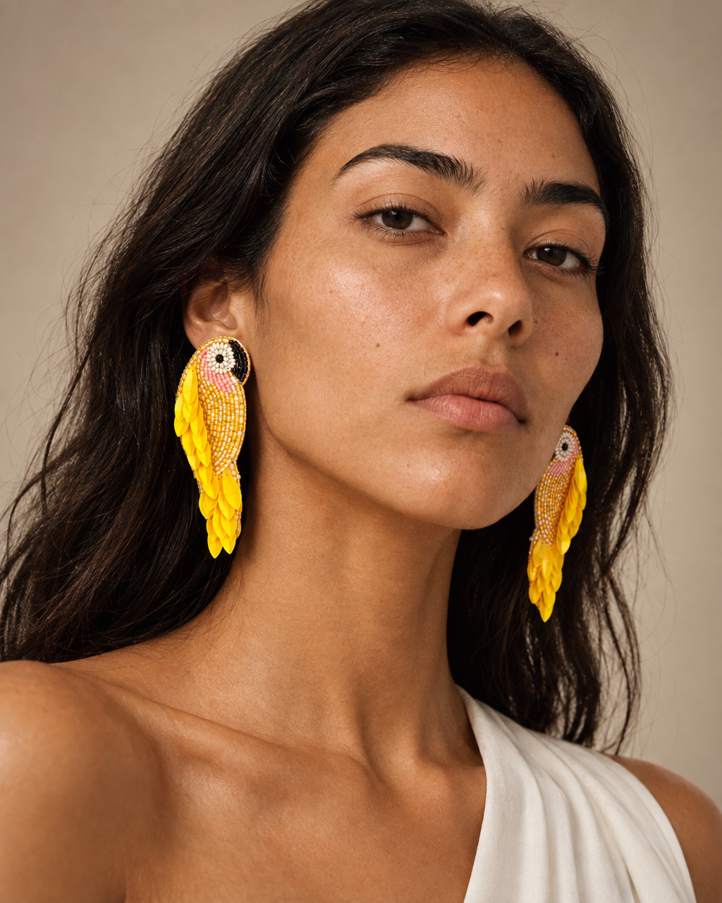 Sunshine Parrots — Handmade Beaded Statement Earrings