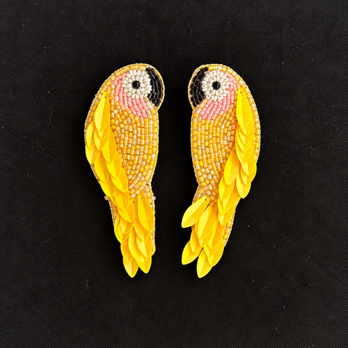 Sunshine Parrots — Handmade Beaded Statement Earrings