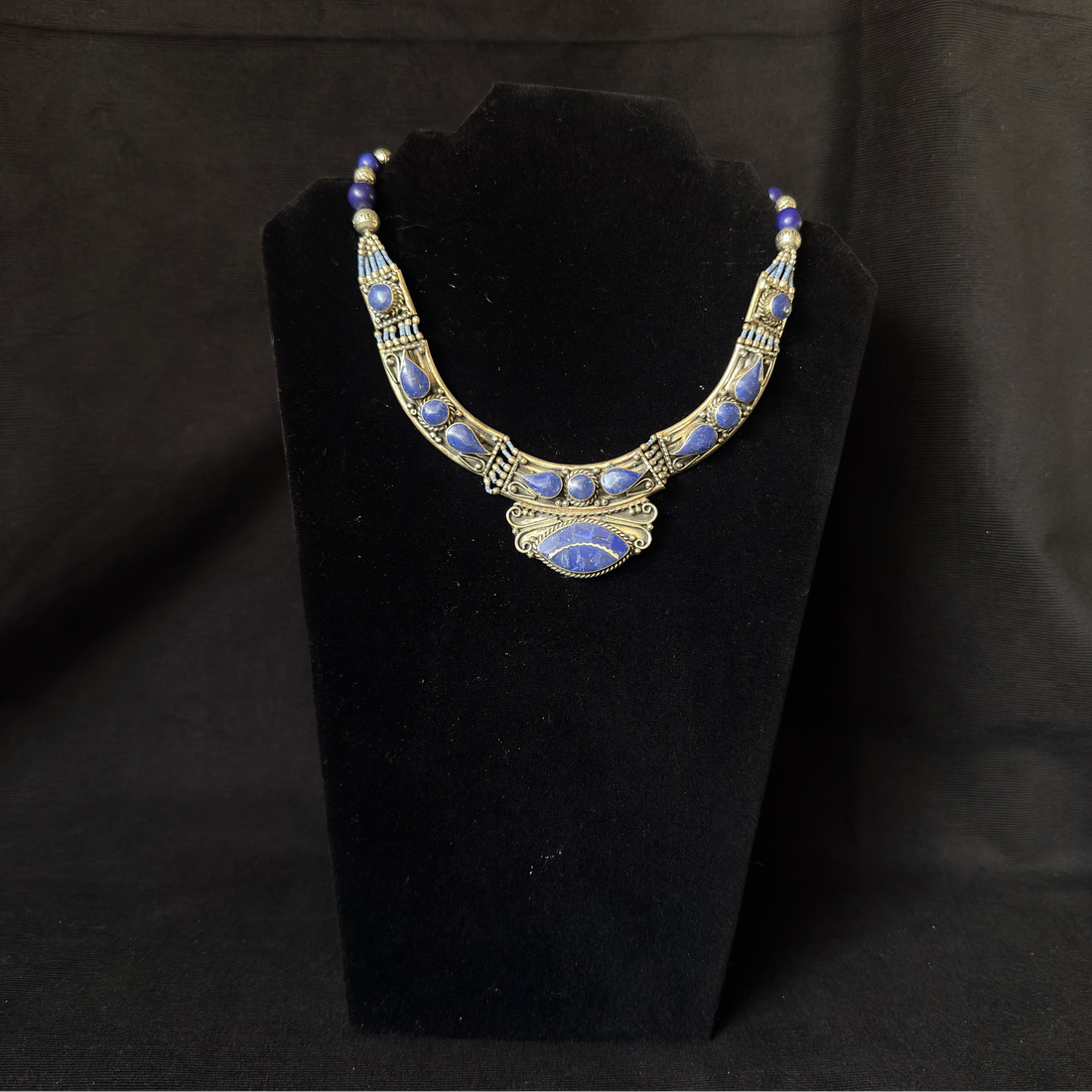 Ladakh deep blue inlay statement necklace