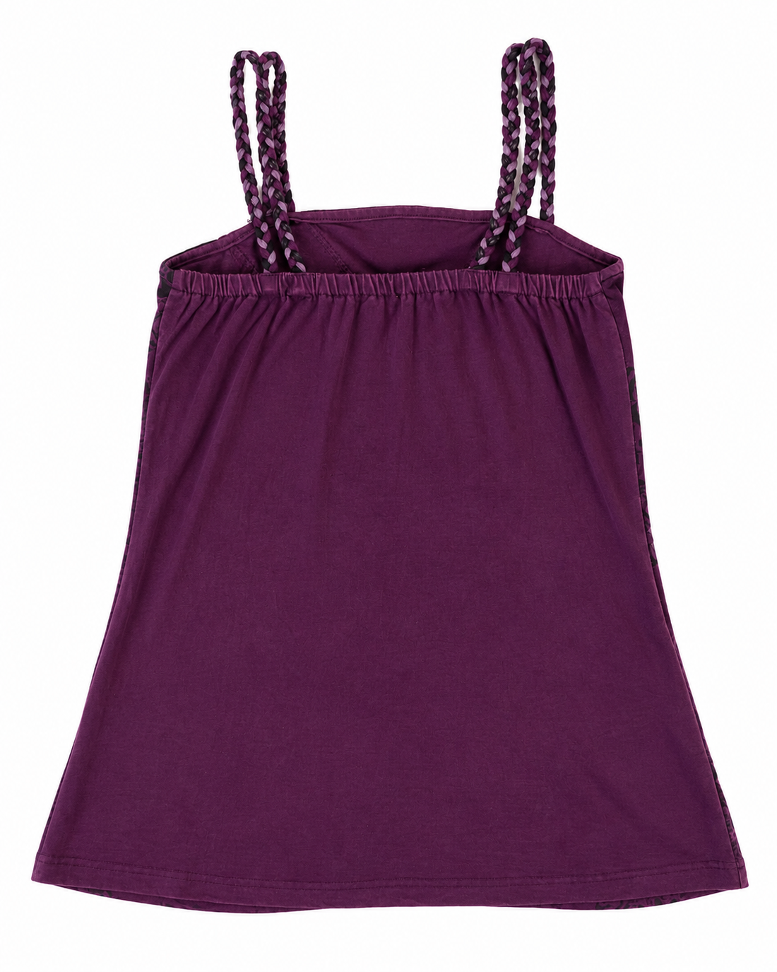 Purple Braided-Strap Patchwork Cotton Cami Top