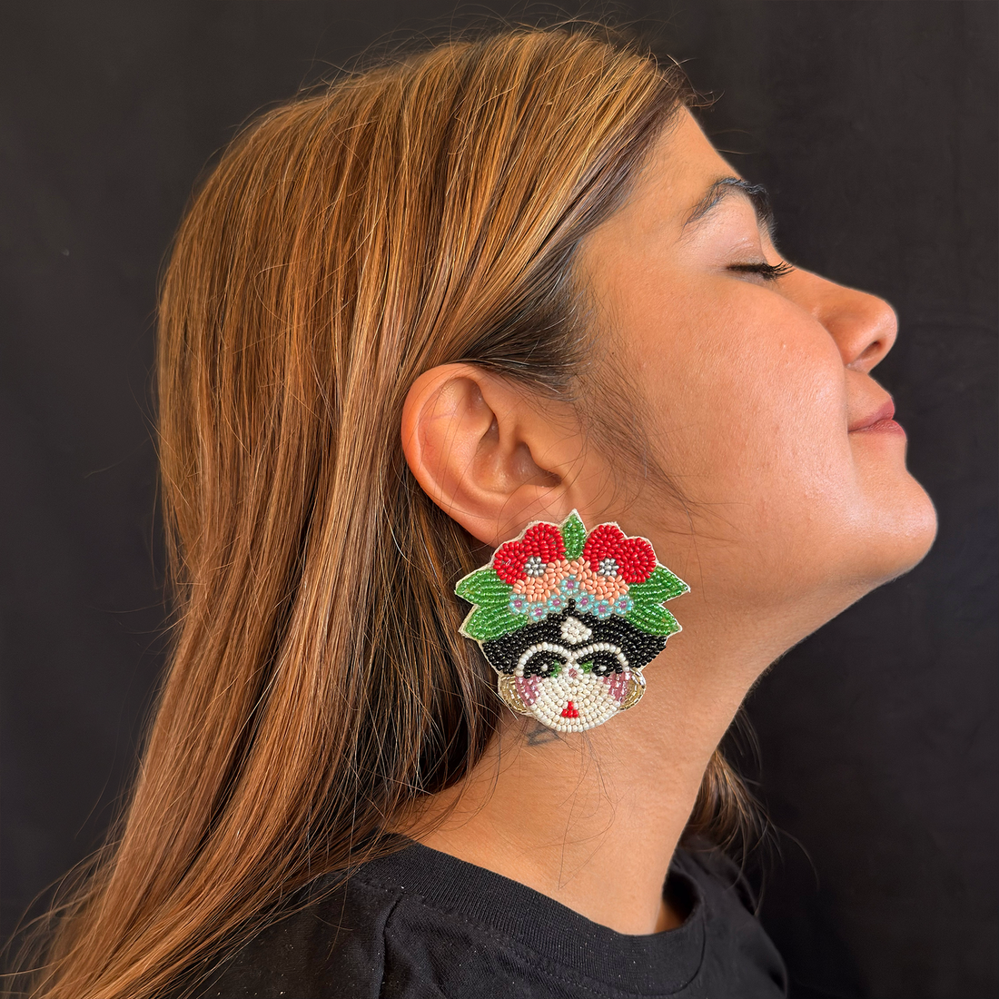 Flower Crown Muse — Handmade Beaded Statement Earrings