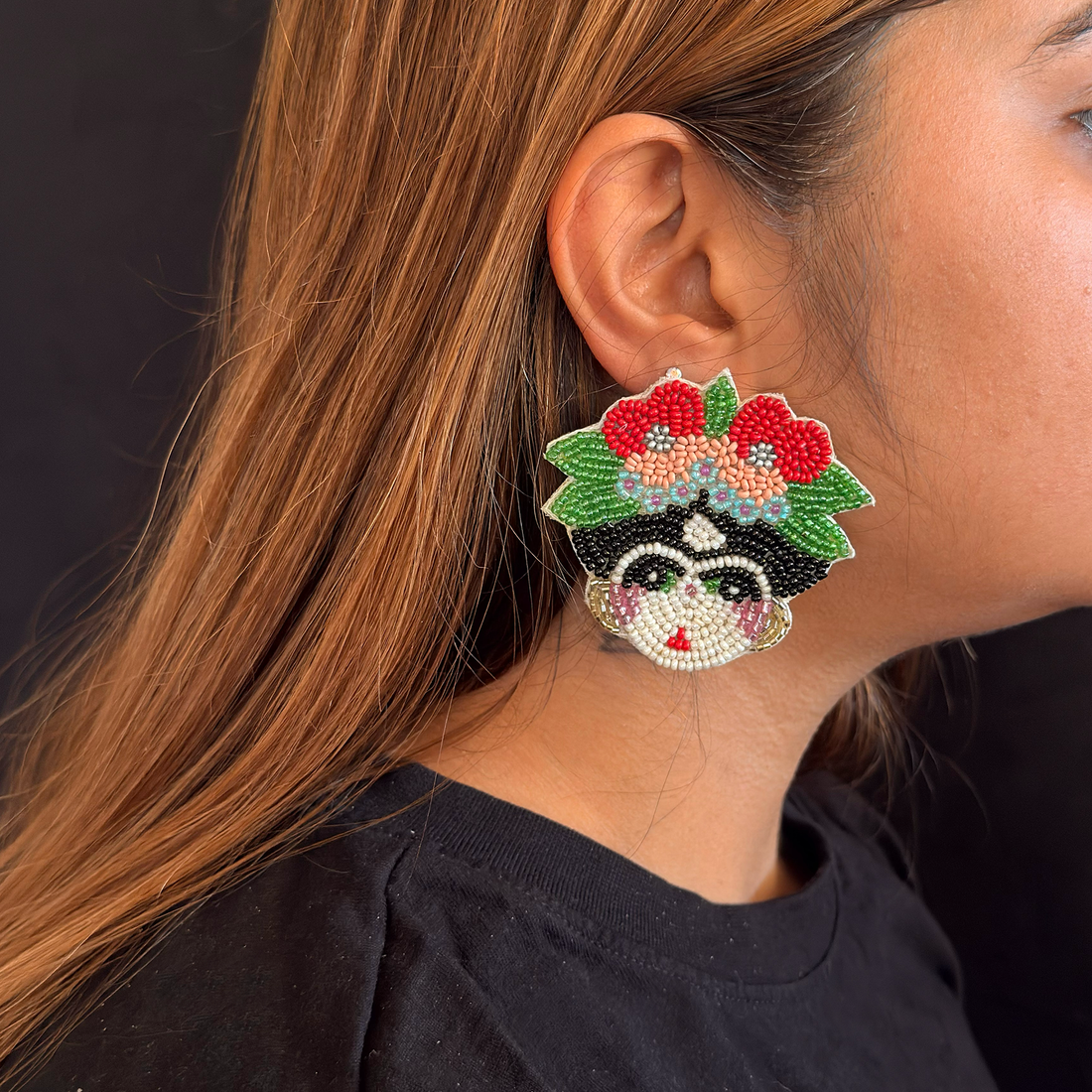Flower Crown Muse — Handmade Beaded Statement Earrings