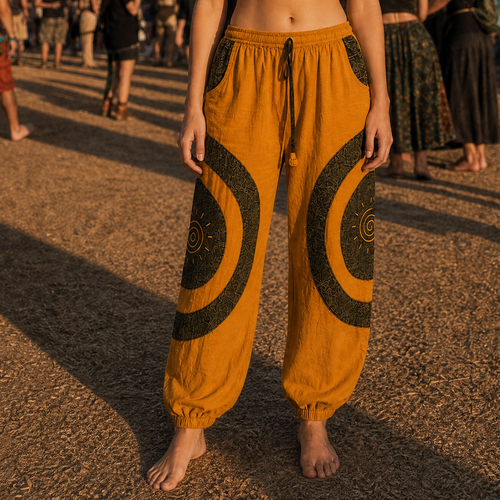 Mustard Cotton Spiral Jogger Pants